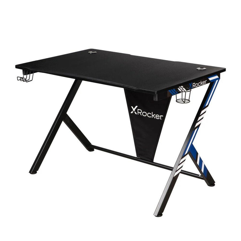 X Rocker Ocelot Carbon Gaming-Schreibtisch mit Mousepad & Kabelmanagement - blau/rot
