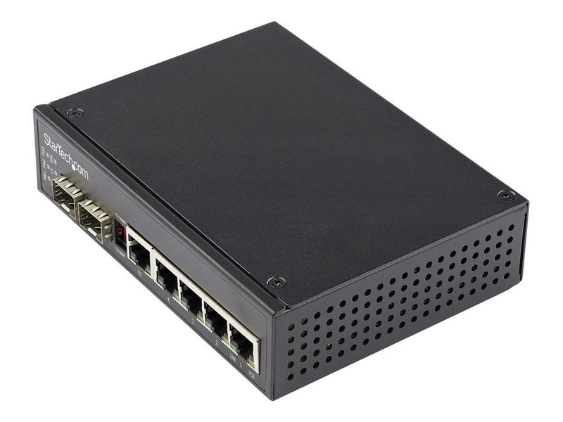 StarTech.com Industrial 5 Port Gigabit Ethernet Switch 5 PoE RJ45 +2 SFP Slots 30W PoE+ 48VDC 10/100/1000 Power Over Ethernet LA