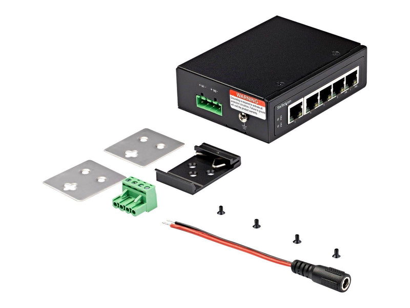 StarTech.com Industrial 5 Port Gigabit PoE Switch - 30W