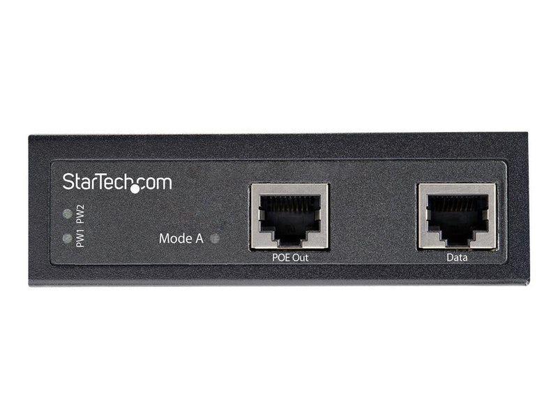 StarTech.com Industrial Gigabit Ethernet PoE Injector - 30W 802.3at PoE+ Midspan 48V-56VDC DIN Rail Power Over Ethernet Injector
