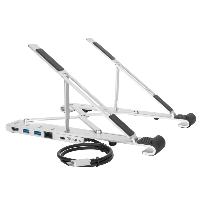 Targus Tragbarer Laptop-Ständer mit integriertem USB-C Dock, silber