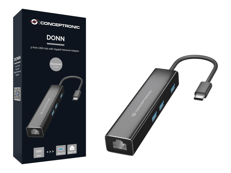 Conceptronics Conceptronic DONN07B - hub - 3 ports USB-Hubs - 3 - Schwarz
