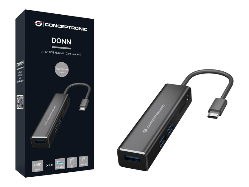 Conceptronics Conceptronic DONN08B - hub - 3 ports USB-Hubs - 3 - Schwarz