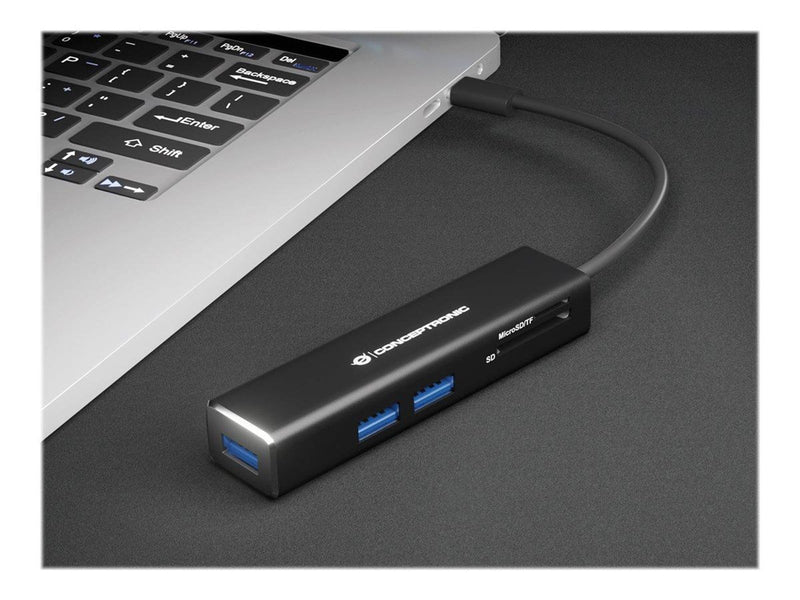 Conceptronics Conceptronic DONN08B - hub - 3 ports USB-Hubs - 3 - Schwarz