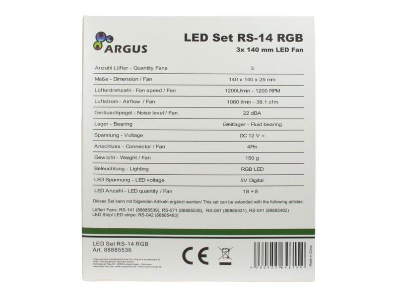 Inter-Tech Argus RS-14 - Gehäuselüfter - 140mm - Schwarz