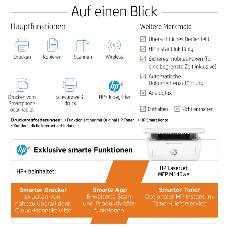 HP LaserJet MFP M140we Laser-Multifunktionsgerät s/w