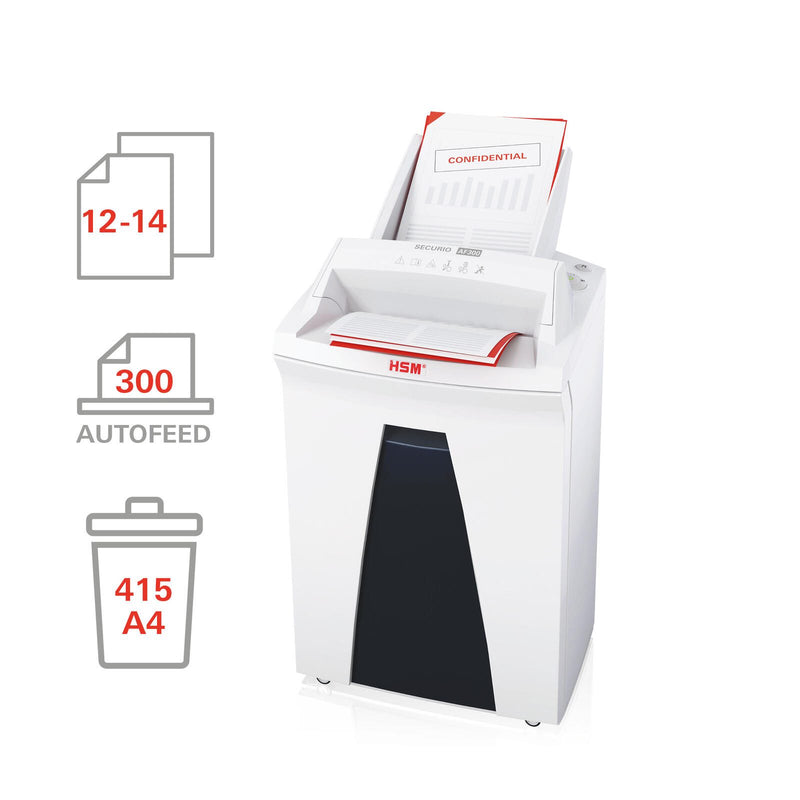 HSM Aktenvernichter SECURIO AF300 - Autofeed - Sicherheitsstufe 4 - Partikelschnitt - 4,5 x 30 mm - 14 Blatt