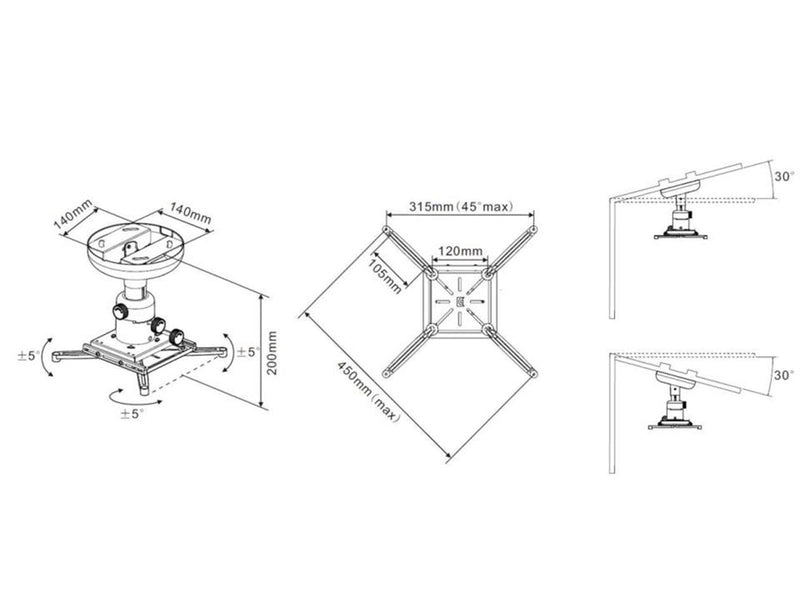 Multibrackets M Universal Projector Ceiling mount 200 with Fine tune
