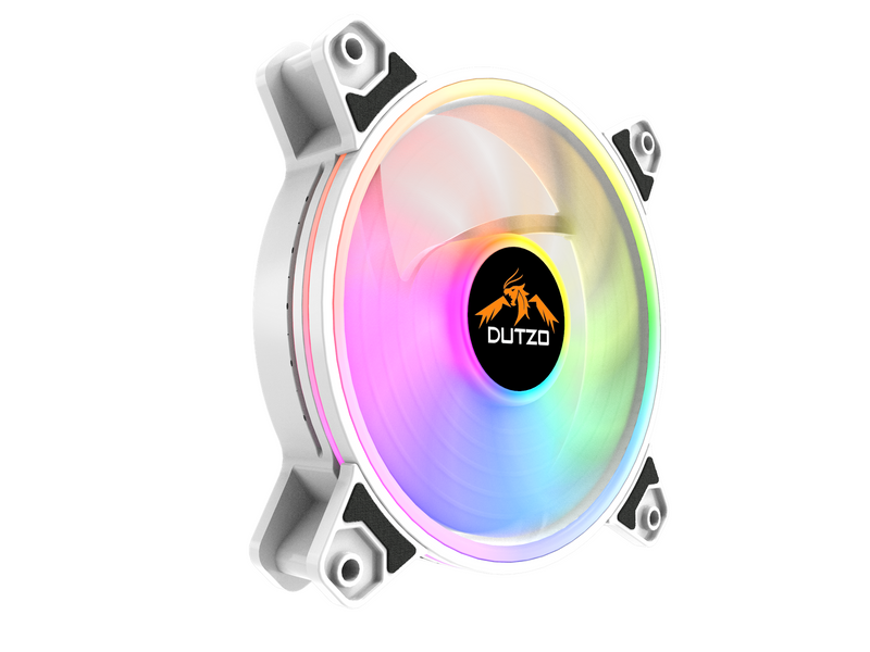 DUTZO KURA 120 White ARGB - Gehäuselüfter - 120mm - Weiß mit RGB-Beleuchtung - 24 dBA