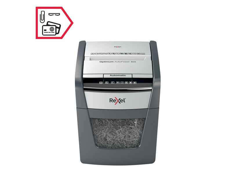 Rexel Optimum AutoFeed+ 50X Automatischer Aktenvernichter Partikelschnitt, P4