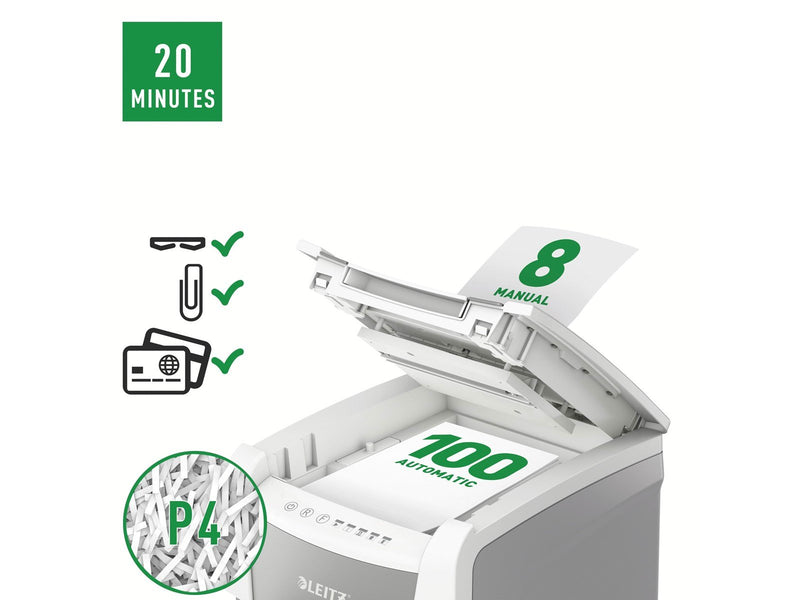 Leitz IQ Autofeed Small Office 100 Automatischer Aktenvernichter Partikelschnitt, P4