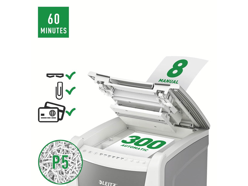 Leitz IQ Autofeed Office 300 Automatischer Aktenvernichter Mikroschnitt, P5