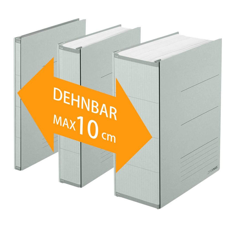 PLUS JAPAN Zero Max Ordner Karton 1-10 cm DIN A4 - grau