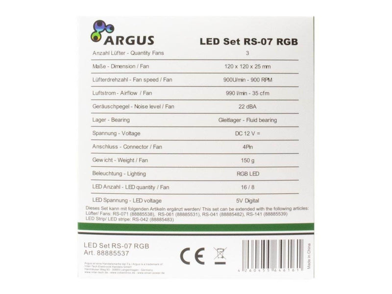 Inter-Tech Argus RGB-FAN SET RS-07 - Gehäuselüfter - 120mm - Schwarz