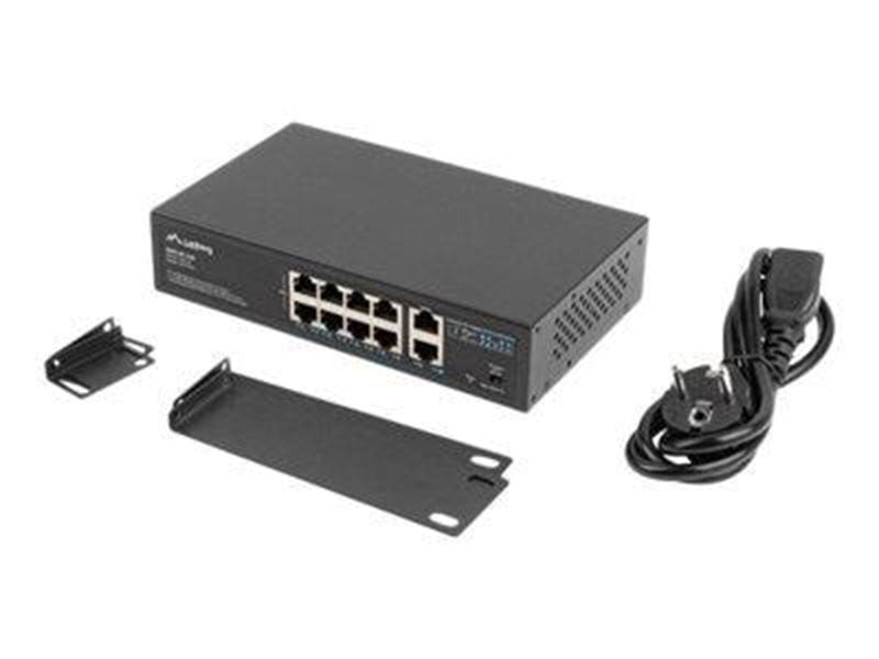 Lanberg RSFE-8P-2GE-120 Switch 8x100MB POE+ 2x 1GB Unmanaged Rack 10"/19" 120W