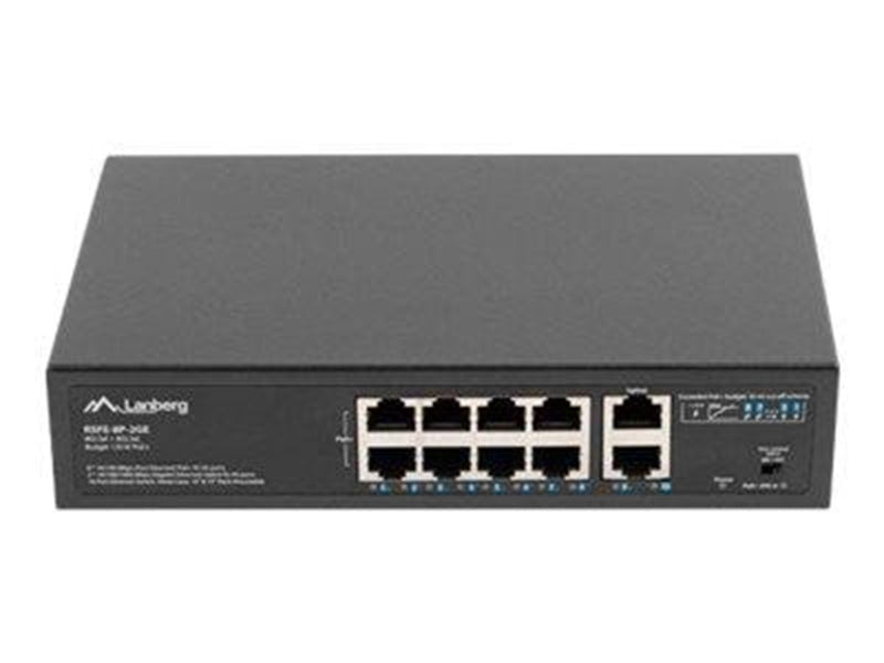 Lanberg RSFE-8P-2GE-120 Switch 8x100MB POE+ 2x 1GB Unmanaged Rack 10"/19" 120W
