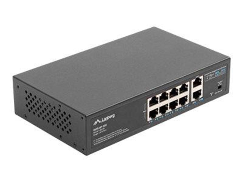 Lanberg RSFE-8P-2GE-120 Switch 8x100MB POE+ 2x 1GB Unmanaged Rack 10"/19" 120W