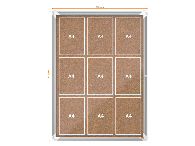 Nobo Premium Plus Schaukasten für den Innenbereich 9 x A4, Kork, Klapptür