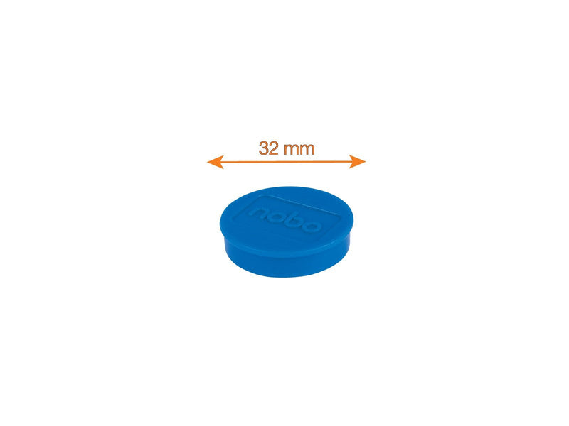 Nobo  Magnete, 32 mm, 10 Stück, farbig sortiert Blau