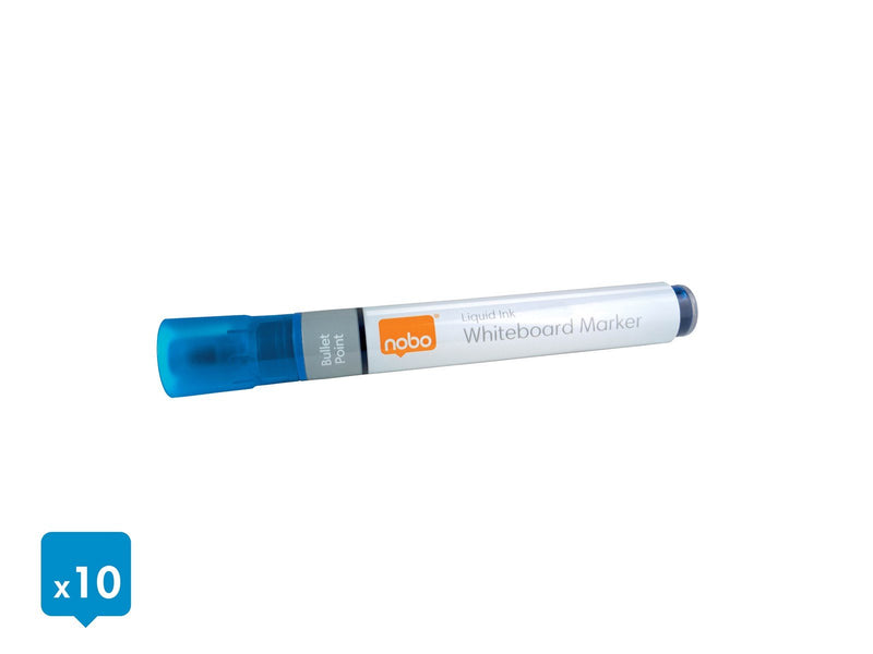 Nobo  Liquid Ink Boardmarker, trocken abwischbar, 10 Stück Blau
