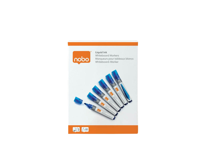Nobo  Liquid Ink Boardmarker, trocken abwischbar, 10 Stück Blau