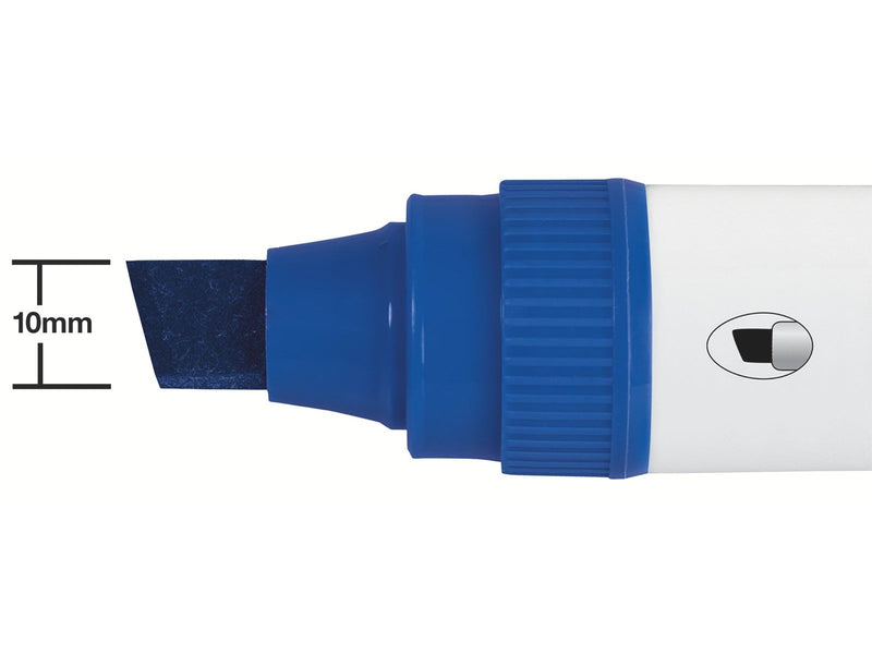 Nobo  Glide Boardmarker, trocken abwischbar, große Keilspitze, 4 Stück Blau