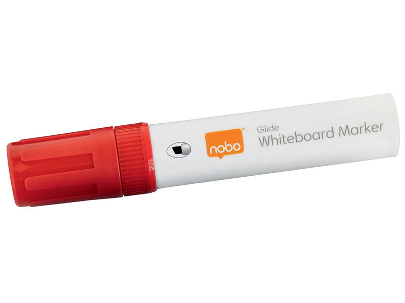 Nobo  Glide Boardmarker, trocken abwischbar, große Keilspitze, 4 Stück Rot