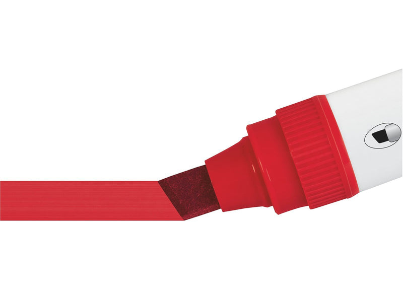 Nobo  Glide Boardmarker, trocken abwischbar, große Keilspitze, 4 Stück Rot