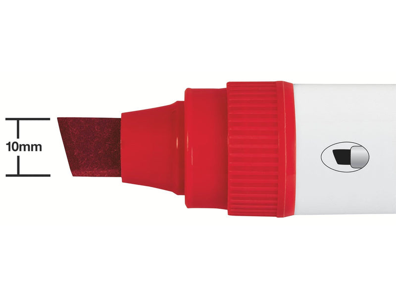 Nobo  Glide Boardmarker, trocken abwischbar, große Keilspitze, 4 Stück Rot