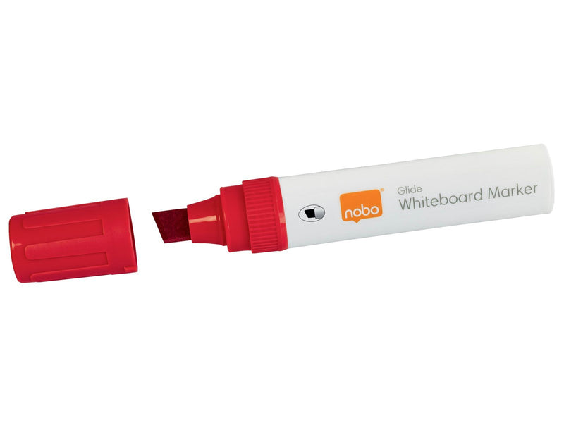 Nobo  Glide Boardmarker, trocken abwischbar, große Keilspitze, 4 Stück Rot