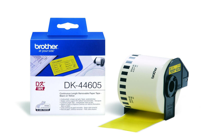 Brother DK44605 - Wiederablösbare Klebeetiketten - Gelb - Rolle (6,2 cm x 30,5 m) - 1 Rolle(n) - für QL 1050, 1060, 500,