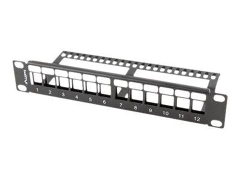 Lanberg PPKS-9112-B Patch Panel Blank 12-Port 1U with Organizer for Keystone Modules Black