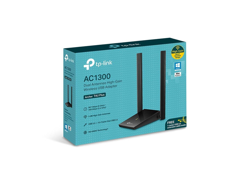 TP-Link Archer T4U Plus AC1300 Dual Antennas High-Gain Wireless USB Adapter
