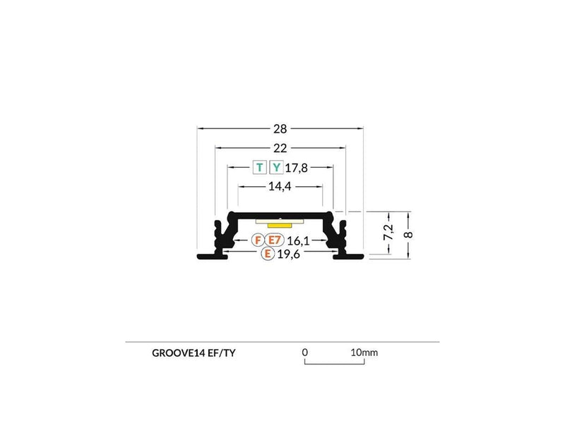 Light Solutions Aluminum profile - Model G for Philips Hue and LIFX - Black