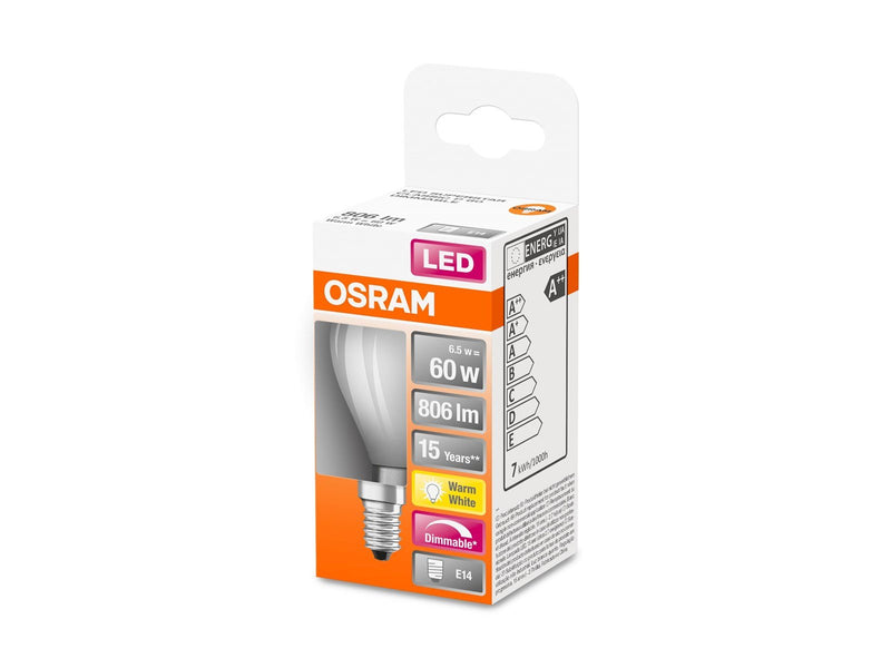 Osram LED-Lampe Mini-ball 6.5W/827 (60W) frosted dimmable E14