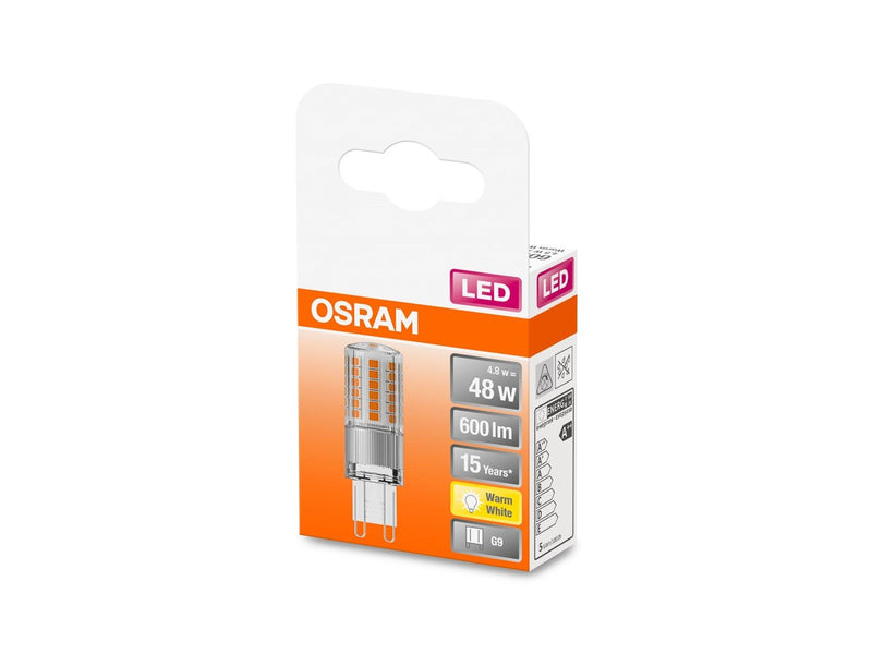 Osram LED-Lampe PIN 4,8W/827 (48W) clear G9