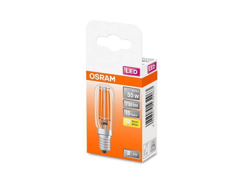 Osram LED-Lampe T26 6.5W/827 (55W) filament clear E14