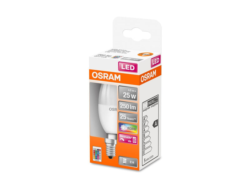 Osram LED-Lampe STAR+ RGBW Remote Candle 4,5W/827 (25W) Frosted Dimmable E14