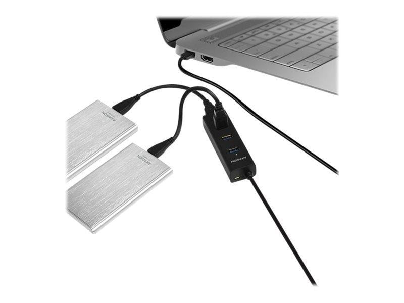 AXAGON N HUE-S2BL - hub - 4 ports USB-Hubs - USB 3.2 - 4 - Schwarz