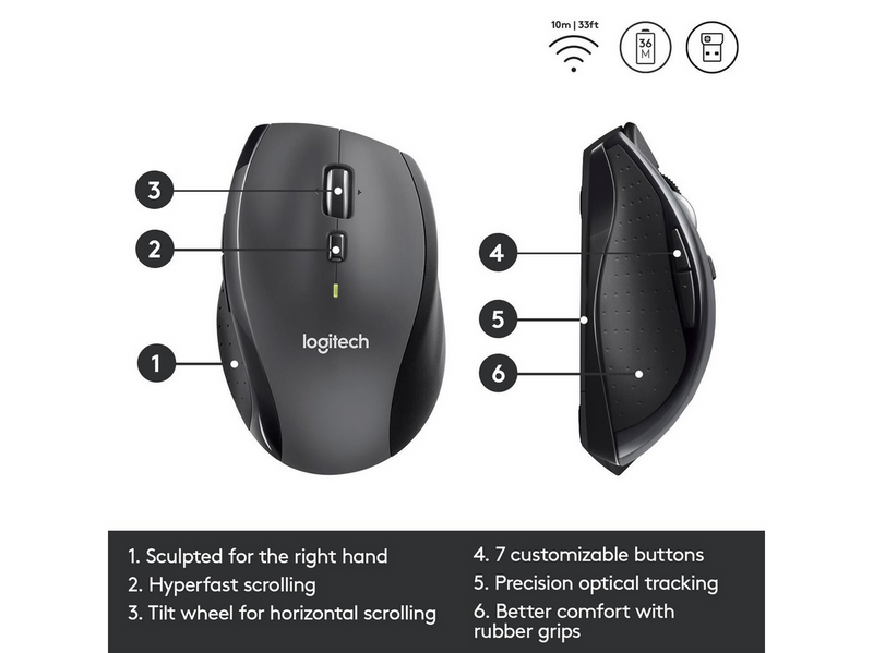 Logitech M705 Marathon Mouse - Maus (Schwarz)