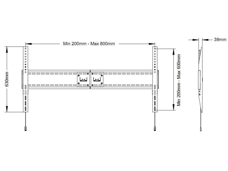 Multibrackets M Universal Wandmontage Fixed HD 125 kg 110" Up to 800 x 600 mm