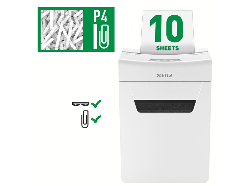 Leitz IQ 10X Protect Premium Aktenvernichter, Partikelschnitt, P4, 10 Blatt