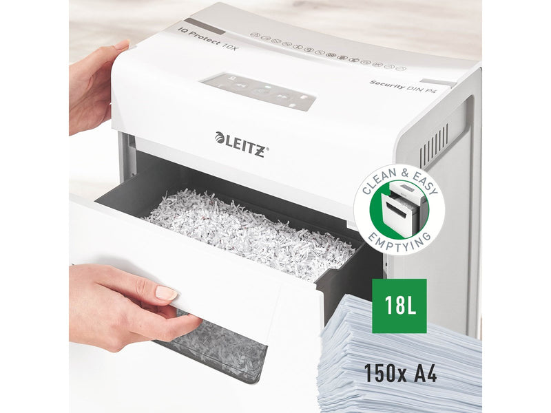 Leitz IQ 10X Protect Premium Aktenvernichter, Partikelschnitt, P4, 10 Blatt