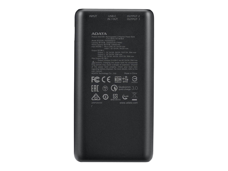 A-Data ADATA P20000QCD Powerbank (Akku) - schwarz - 20000 mAh