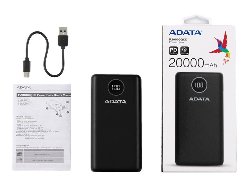 A-Data ADATA P20000QCD Powerbank (Akku) - schwarz - 20000 mAh
