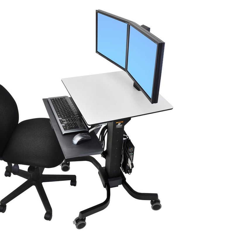 Ergotron WorkFit-C Dual mobiler Steh-Sitz Arbeitsplatz mit CF-Technologie für Bildschirme bis 60,96cm (24')