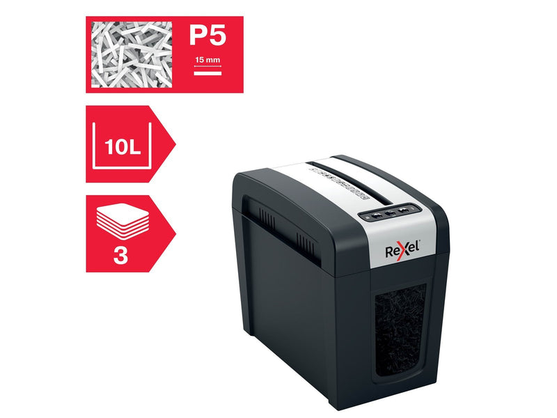 Rexel Secure MC3-SL Slimline Whisper-Shred™ Aktenvernichter, Mikroschnitt, P5, 3 Blatt