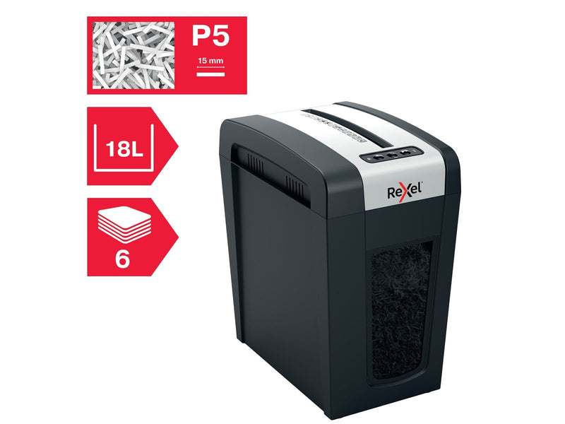 Rexel Secure MC6-SL Slimline Whisper-Shred™ Aktenvernichter, P5