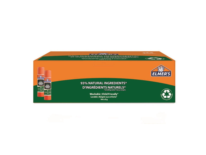 Elmer's ökologische Klebestifte | 93 % natürliche Inhaltsstoffe | 100 % recyceltes Plastik | 8 g | 144 Stück