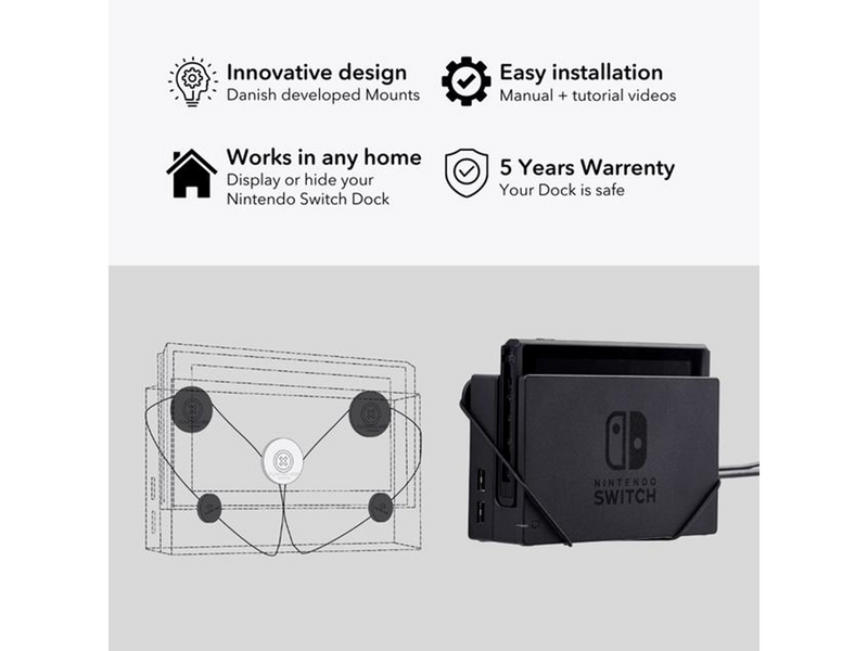 Floating Grip Nintendo Switch Dock Wall Mount - Black - Miscellaneous Zubehör für Spielkonsole - Nintendo Switch